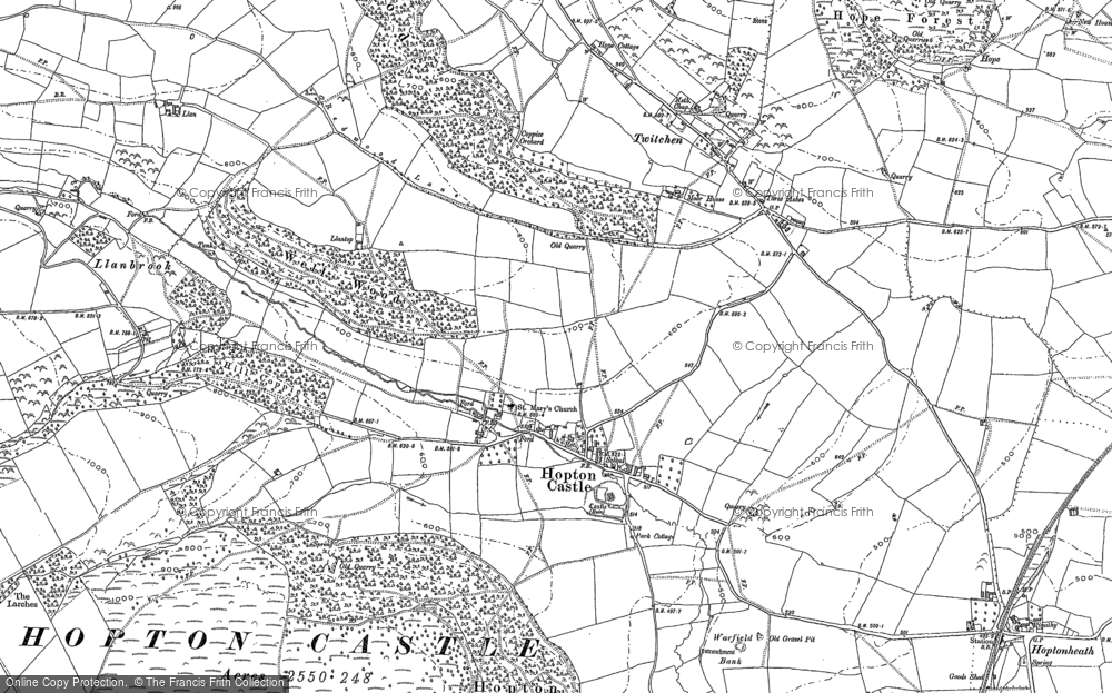 Old Map of Hopton Castle, 1883 - 1902 in 1883