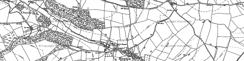 Old map of Hopton Castle in 1883