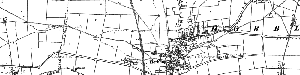 Old map of Horbling in 1887