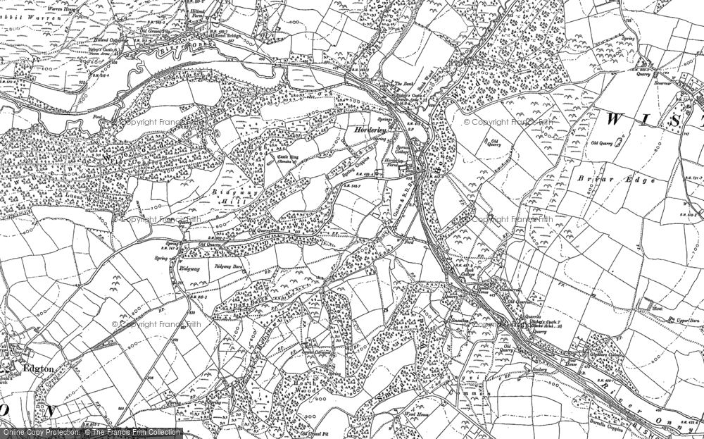 Old Map of Horderley, 1883 in 1883