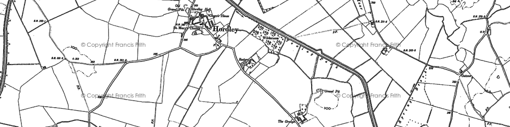 Old map of Lower Hordley in 1874