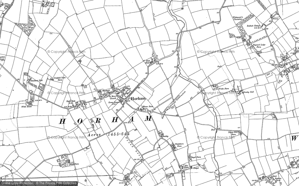 Old Map of Horham, 1884 in 1884