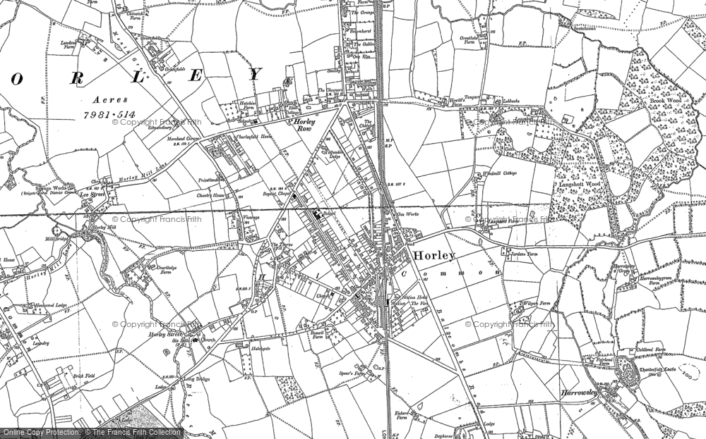 Old Map of Horley, 1895 - 1913 in 1895