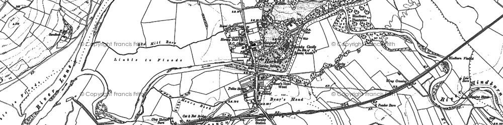 Old map of Hornby in 1910