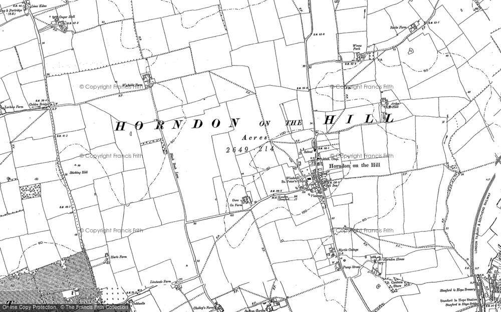 Old Map of Horndon on the Hill, 1895 in 1895