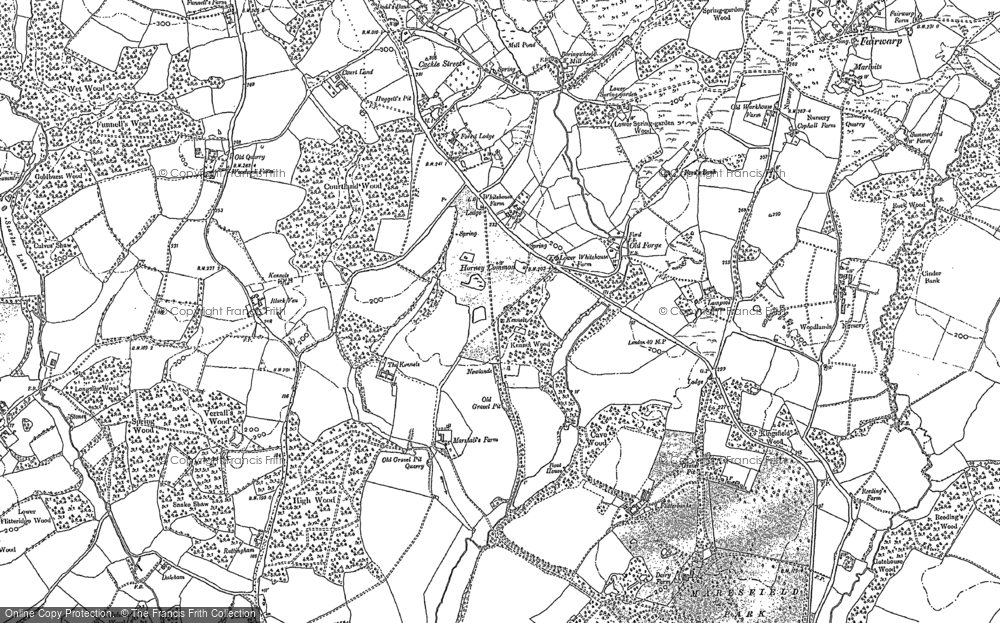 Old Map of Horney Common, 1898 in 1898