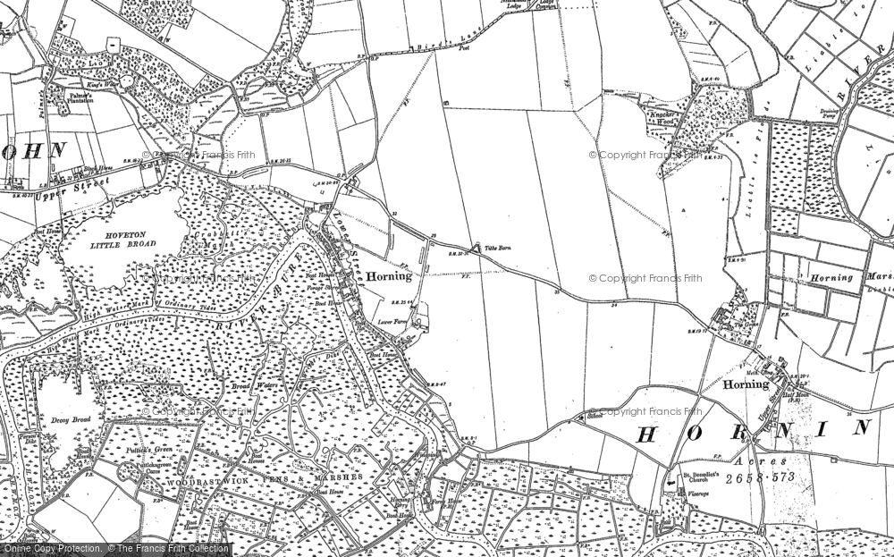 Old Map of Historic Map covering Burntfen Broad in 1880