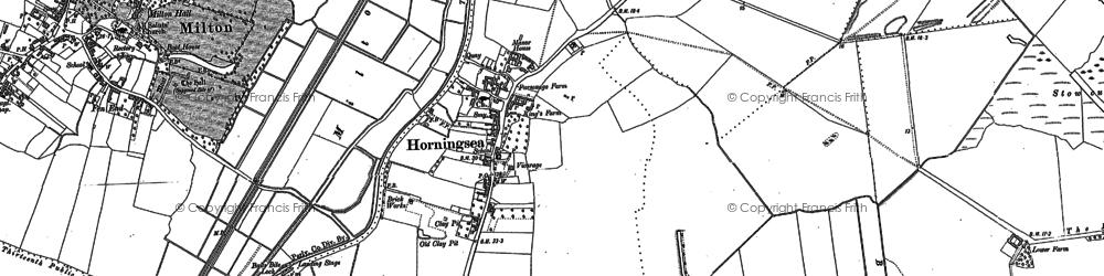 Old map of Horningsea in 1886
