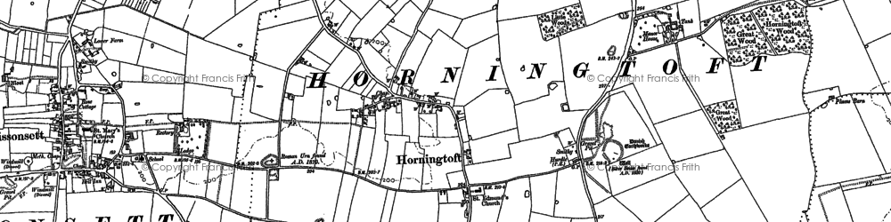 Old map of Horningtoft in 1885