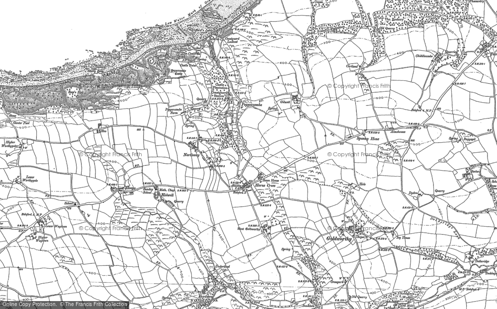 Old Map of Horns Cross, 1884 - 1904 in 1884