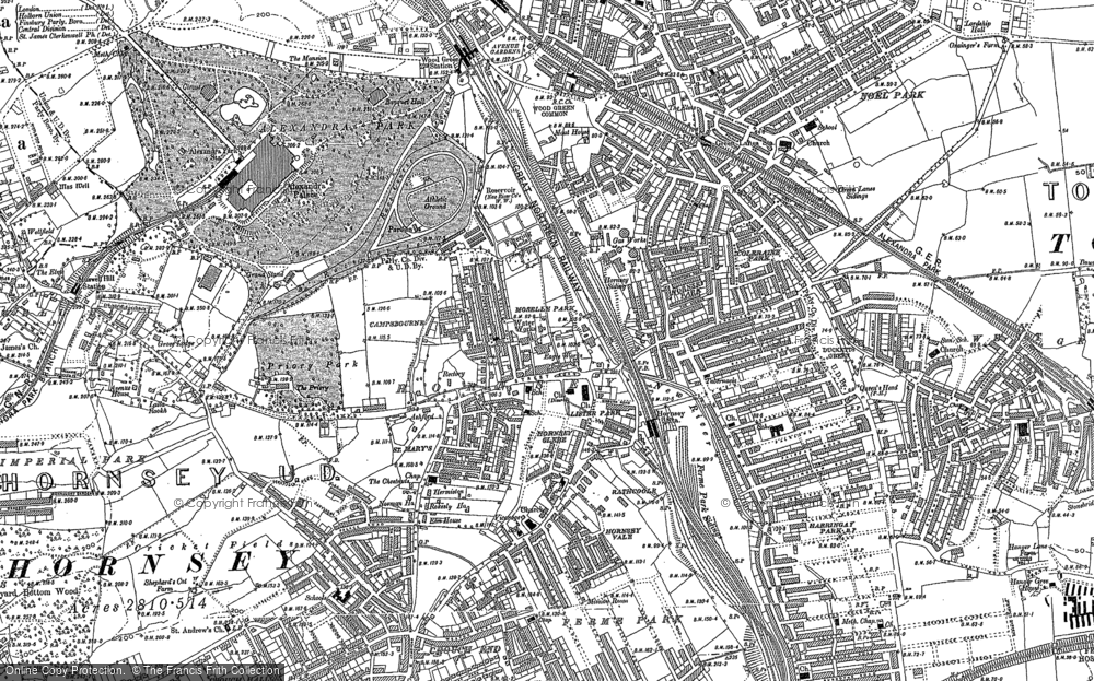 Old Map of Hornsey, 1894 - 1896 in 1894