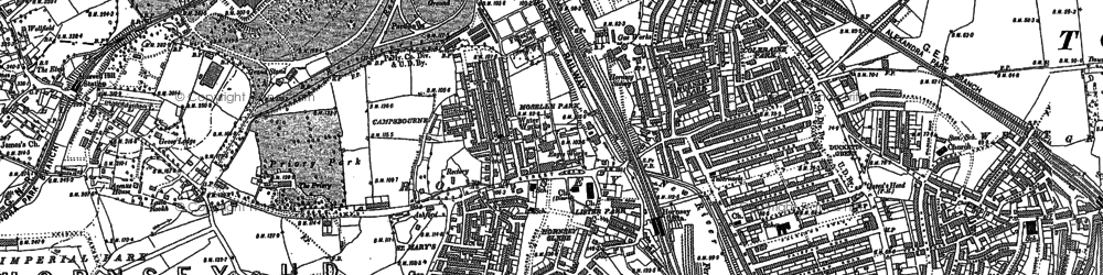 Old map of Hornsey in 1894
