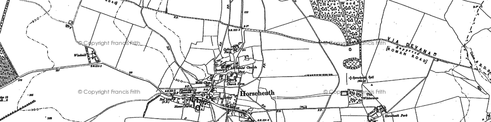 Old map of Horseheath in 1885
