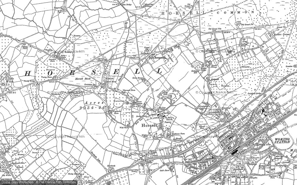 Old Map of Horsell, 1895 in 1895