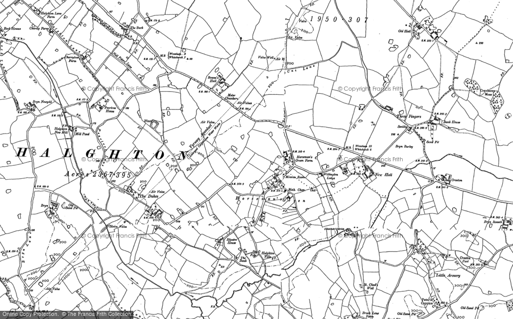 Old Map of Historic Map covering Bryn Newydd in 1909