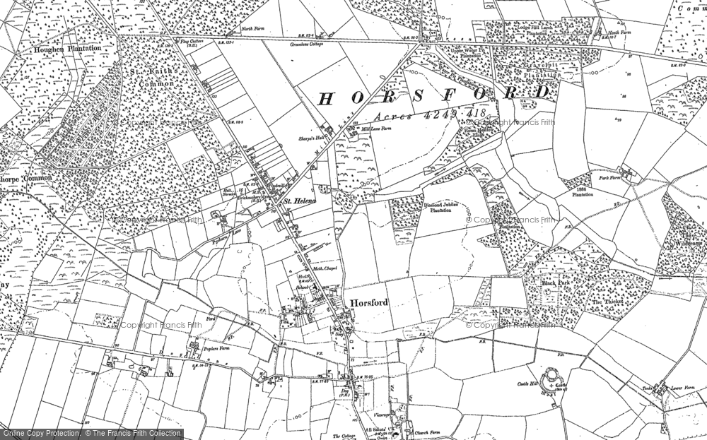 Old Map of Horsford, 1882 - 1884 in 1882