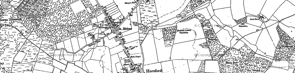 Old map of Black Park in 1882