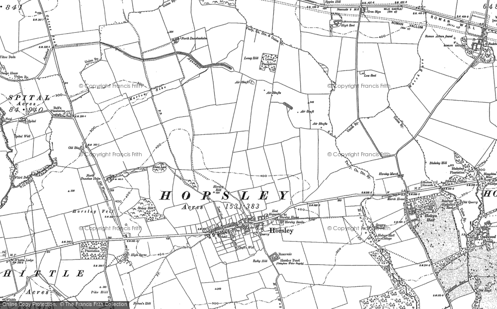 Old Map of Historic Map covering Whittle Burn in 1895