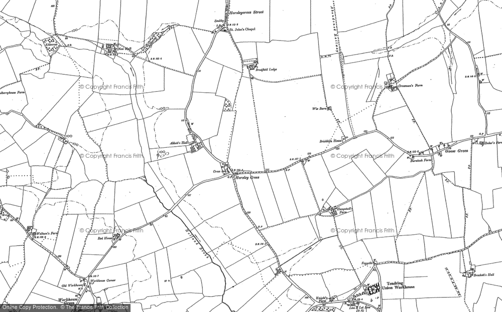 Old Map of Historic Map covering Bradfield Lodge in 1896