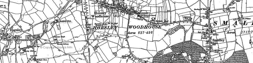 Old map of Horsley Woodhouse in 1880
