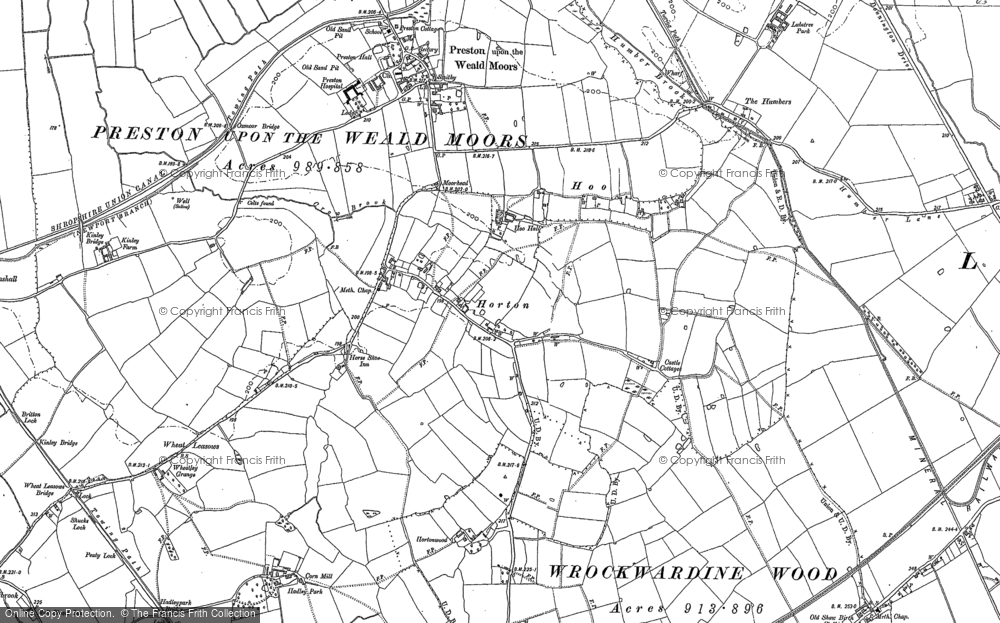 Old Map of Historic Map covering Hortonwood in 1881