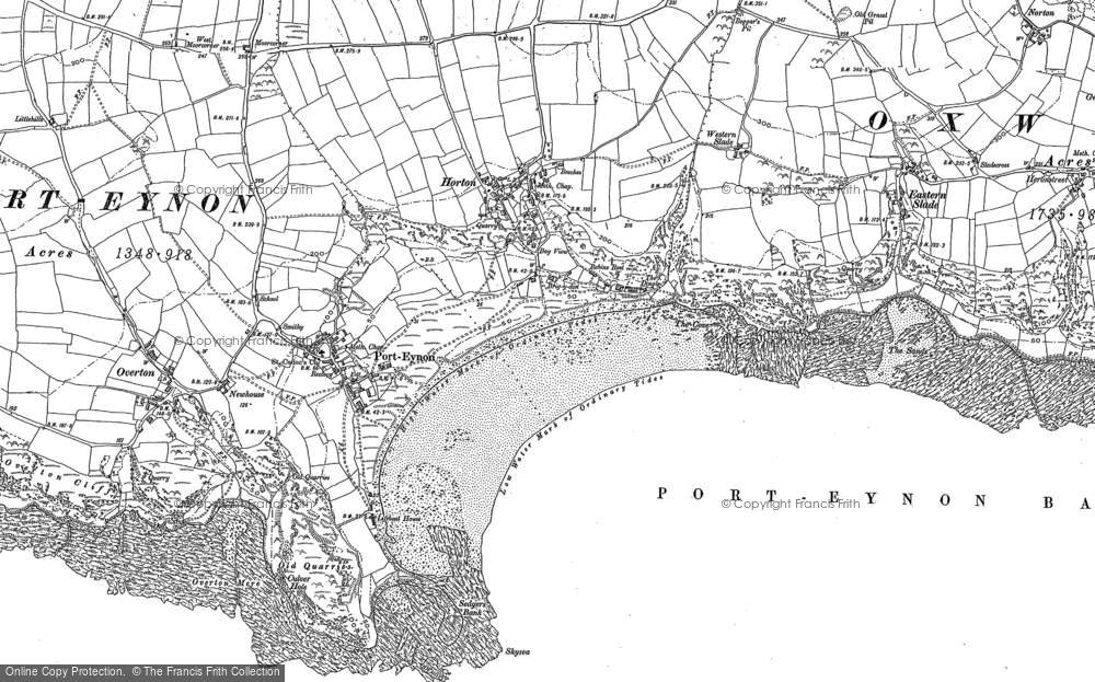 Old Map of Historic Map covering Port-Eynon Bay in 1896