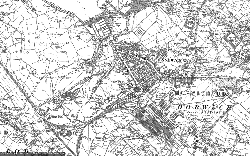 Old Map of Horwich, 1892 in 1892