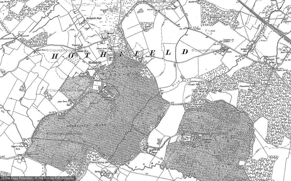 Old Map of Historic Map covering Ripper's Cross in 1896