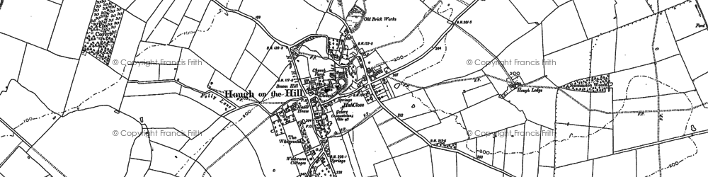 Old map of Hough-on-the-Hill in 1887