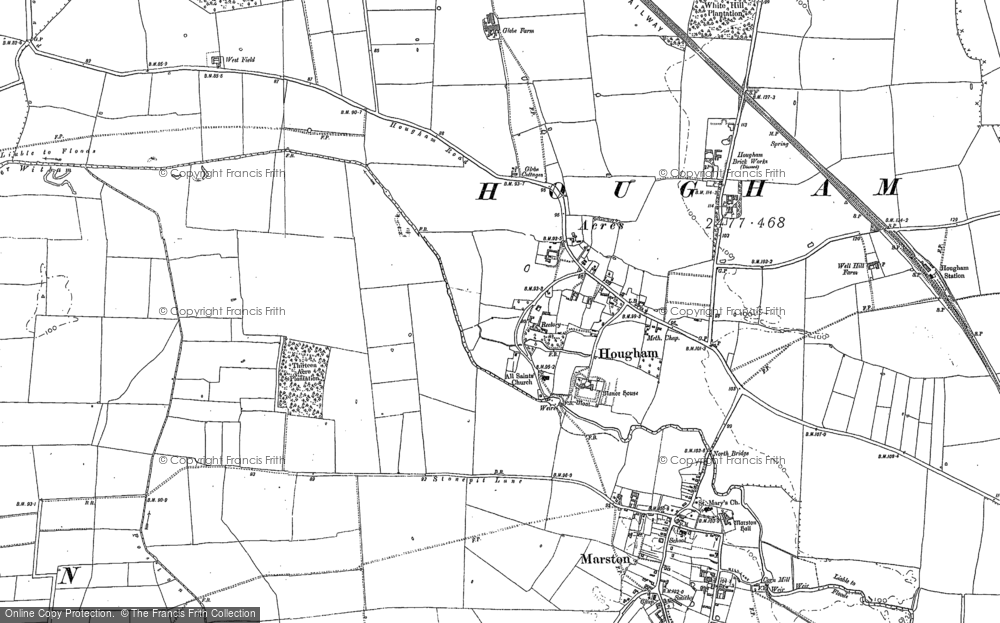 Old Map of Hougham, 1886 - 1887 in 1886