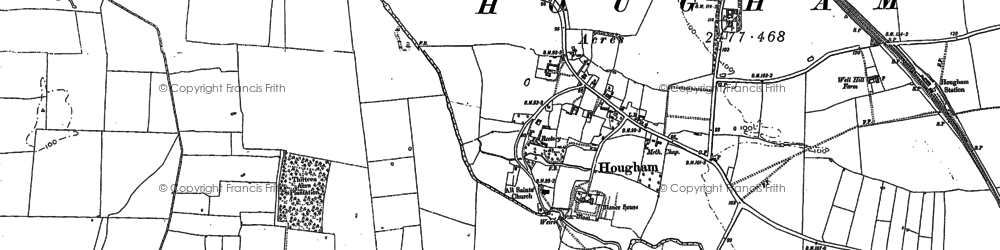Old map of Hougham in 1886