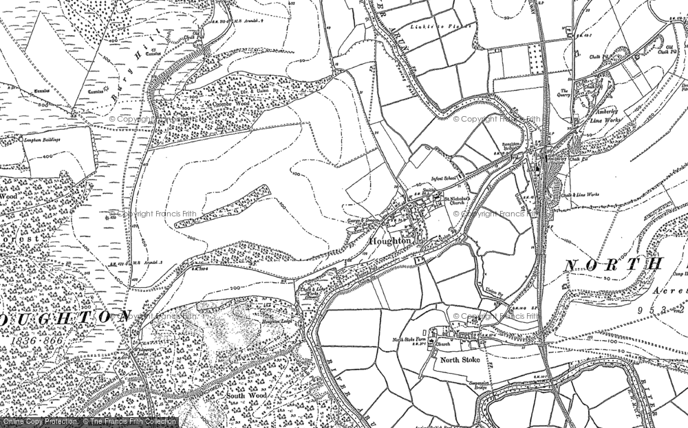 Old Map of Historic Map covering Whiteways Lodge in 1896