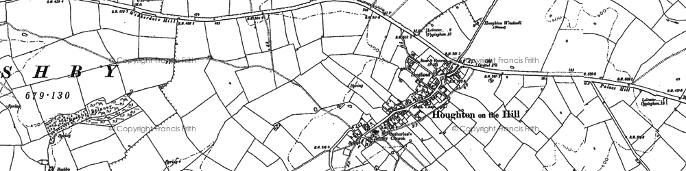 Old map of Houghton on the Hill in 1884