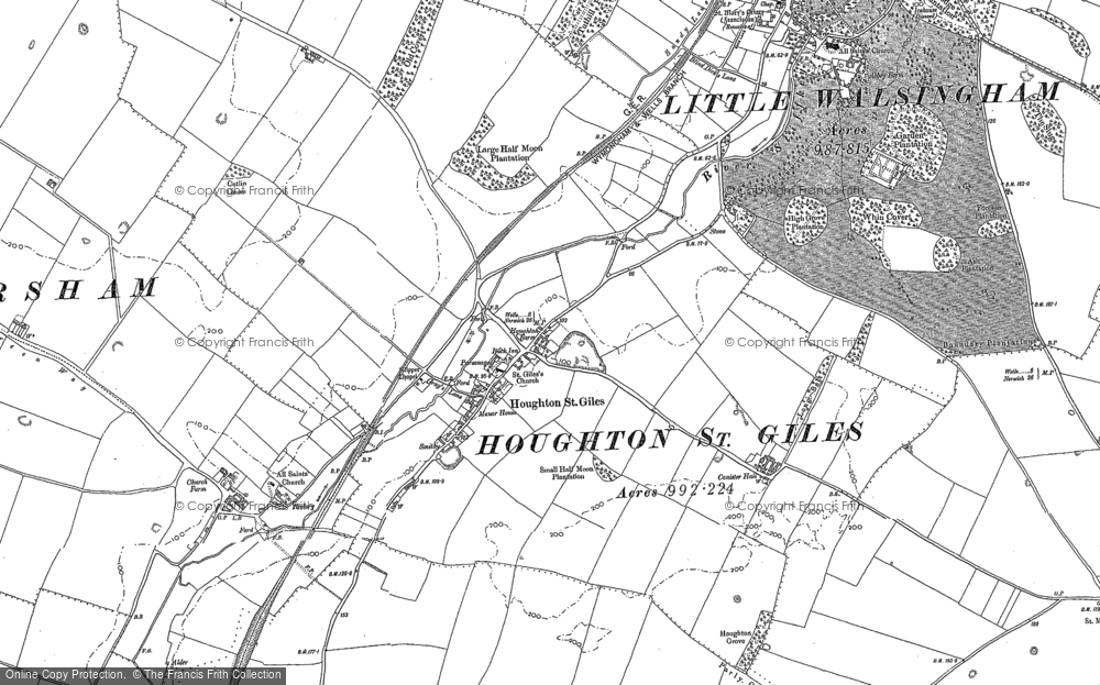 Old Map of Houghton St Giles, 1885 in 1885