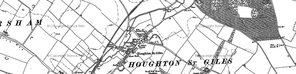 Old map of Houghton St Giles in 1885