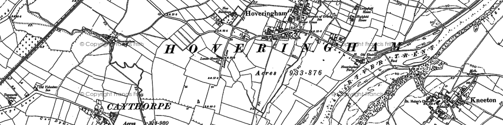 Old map of Hoveringham in 1883