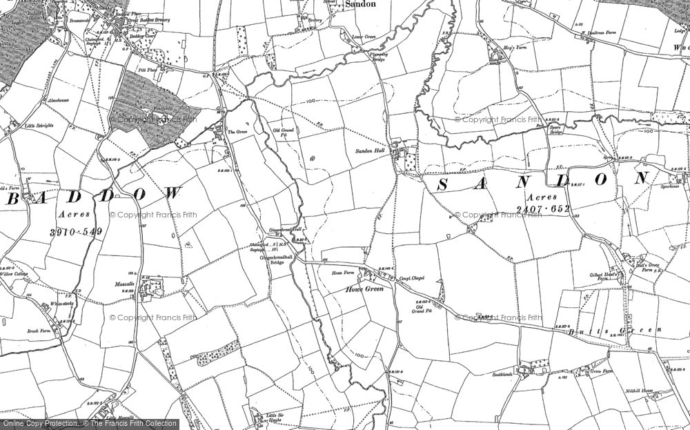 Old Map of Historic Map covering Little Mascalls in 1895