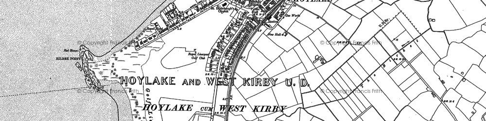 Old map of Hilbre Island in 1908