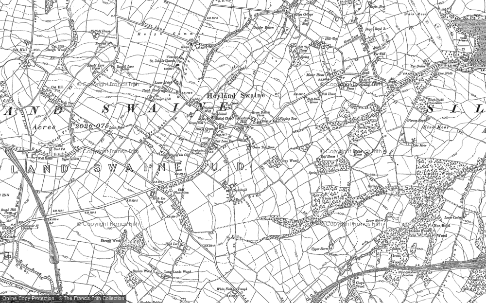 Old Map of Hoylandswaine, 1891 in 1891