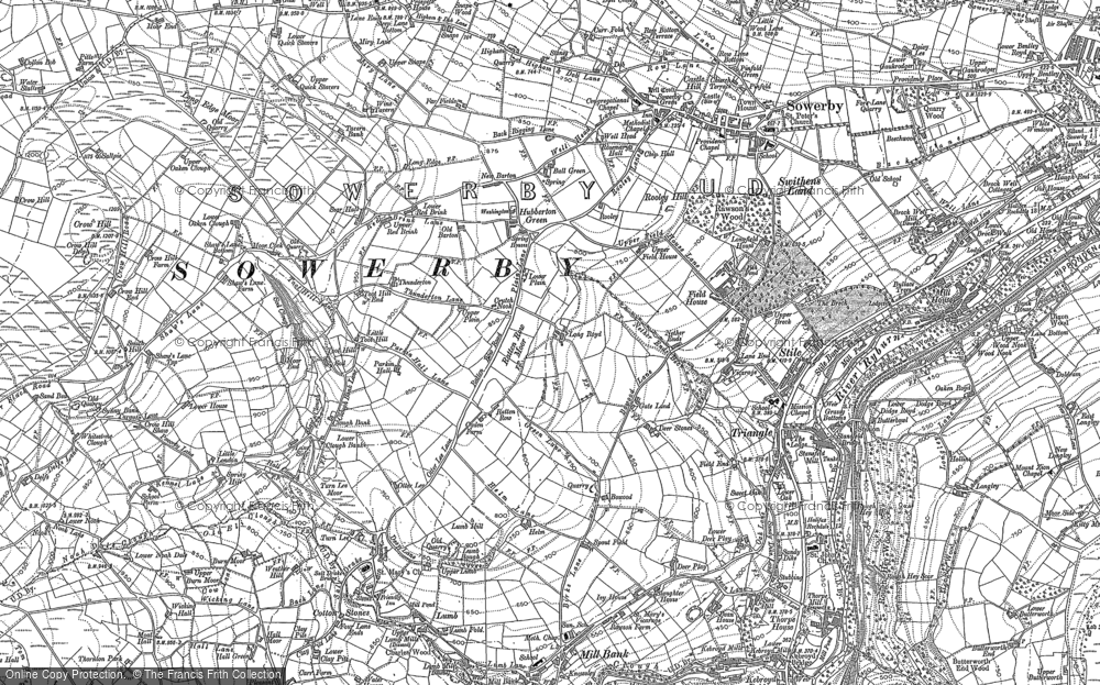 Old Map of Historic Map covering Toot Hill in 1892
