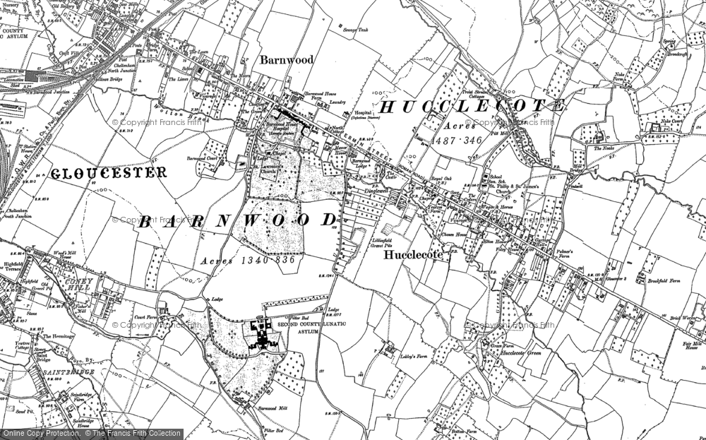 Old Map of Hucclecote, 1883 - 1884 in 1883