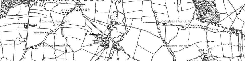 Old map of Huddington in 1884