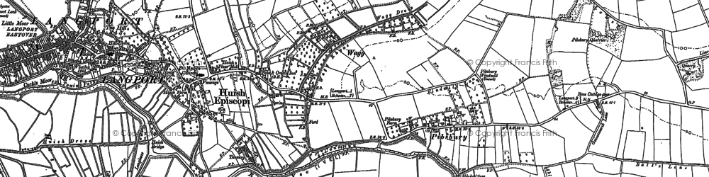 Old map of Huish Episcopi in 1885