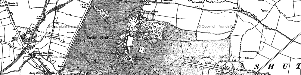 Old map of Easton Neston Park in 1883
