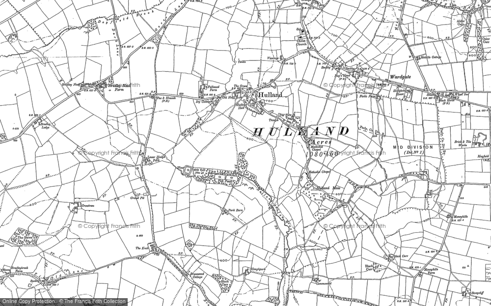 Old Map of Hulland Village, 1881 in 1881