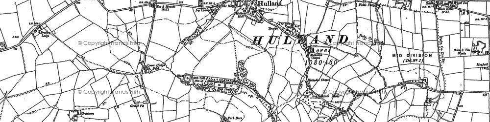 Old map of Hulland Village in 1881