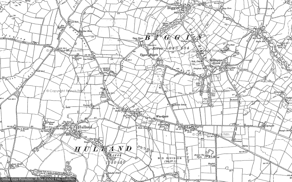 Old Map of Hulland Ward, 1880 in 1880