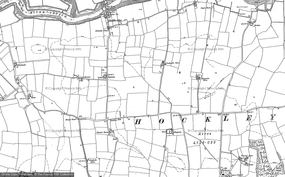 Old Map of Hullbridge, 1895 in 1895