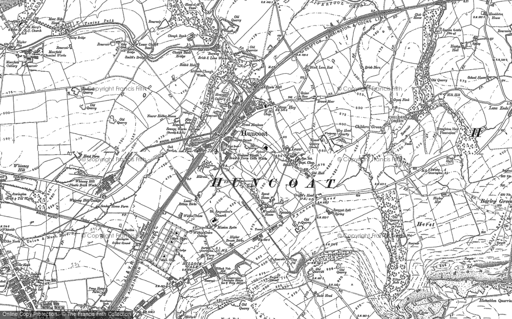 Old Map of Huncoat, 1891 - 1892 in 1891
