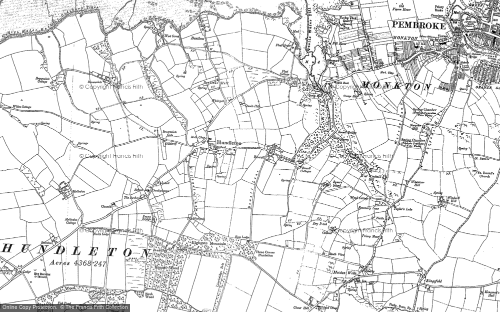 Old Map of Historic Map covering Windmill Hill in 1906